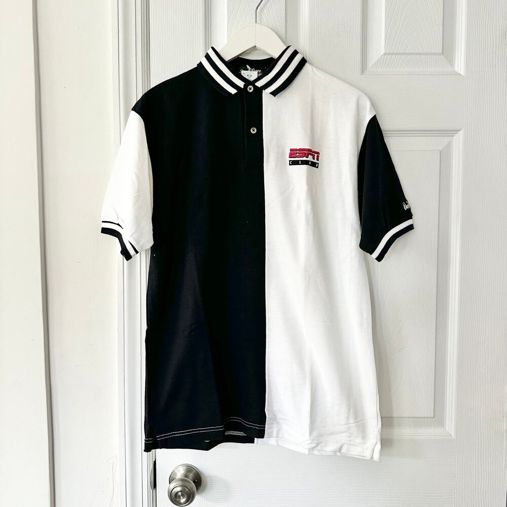 Walt Disney World Originals White Black ESPN Club Deadstock Vintage Polo Small